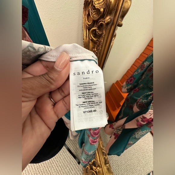 Sandro Ting Printed Color Block Kimono Silk Jacket Sz M - Picture 9 of 10